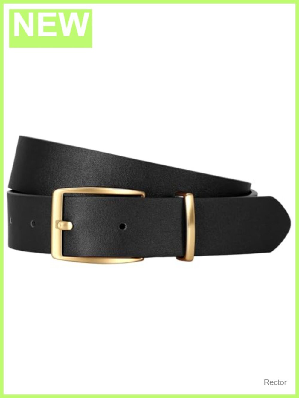 Women's Faux Leather Belt with Gold Square Buckle